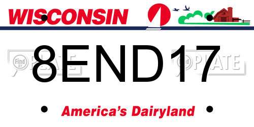 8END17 Wisconsin License Plate