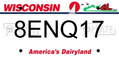 8ENQ17 Wisconsin License Plate