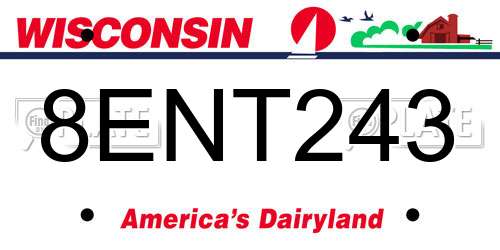8ENT243 Wisconsin License Plate