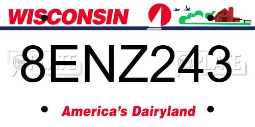 8ENZ243 Wisconsin License Plate