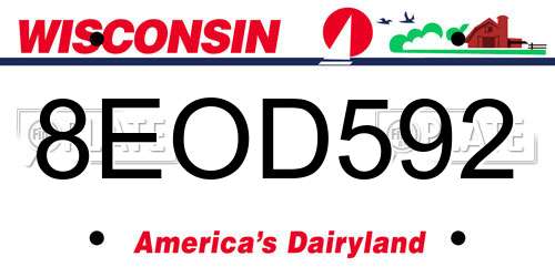 8EOD592 Wisconsin License Plate