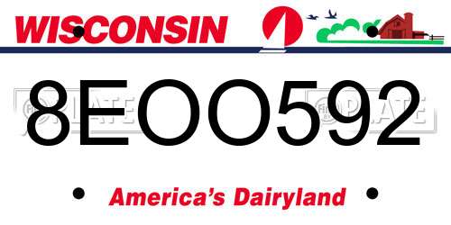 8EOO592 Wisconsin License Plate