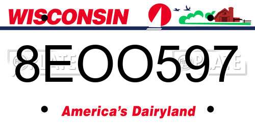 8EOO597 Wisconsin License Plate