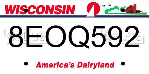 8EOQ592 Wisconsin License Plate
