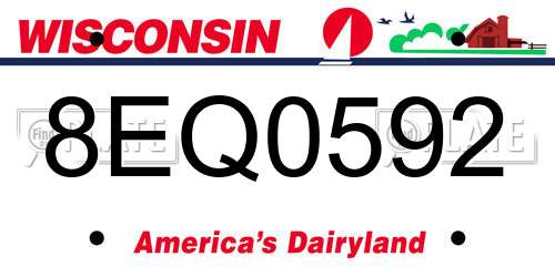 8EQ0592 Wisconsin License Plate