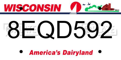 8EQD592 Wisconsin License Plate