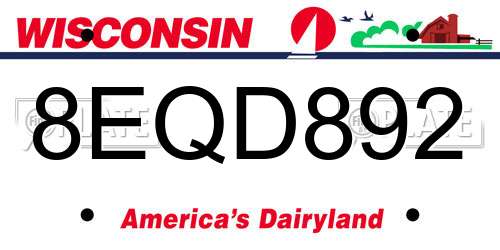 8EQD892 Wisconsin License Plate