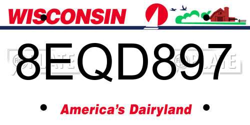 8EQD897 Wisconsin License Plate