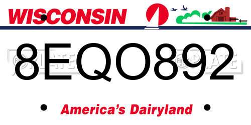 8EQO892 Wisconsin License Plate