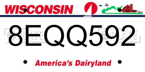 8EQQ592 Wisconsin License Plate