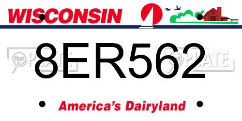 8ER562 Wisconsin License Plate