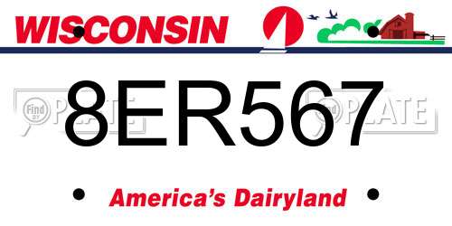 8ER567 Wisconsin License Plate