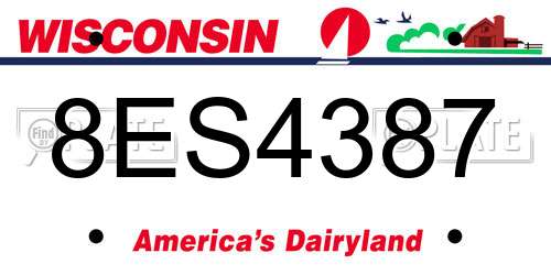 8ES4387 Wisconsin License Plate