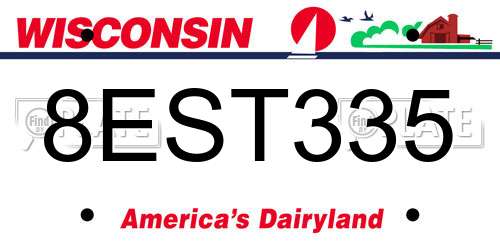 8EST335 Wisconsin License Plate