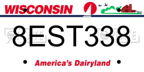 8EST338 Wisconsin License Plate