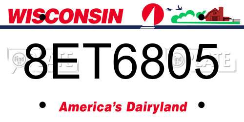 8ET6805 Wisconsin License Plate