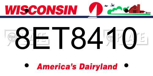8ET8410 Wisconsin License Plate