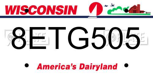 8ETG505 Wisconsin License Plate