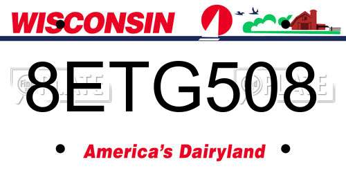 8ETG508 Wisconsin License Plate