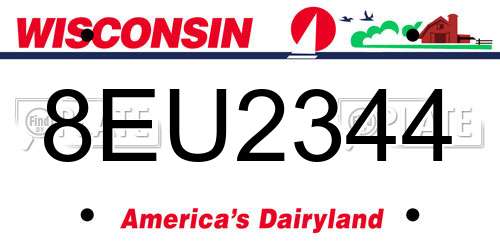 8EU2344 Wisconsin License Plate