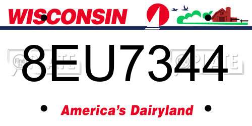 8EU7344 Wisconsin License Plate