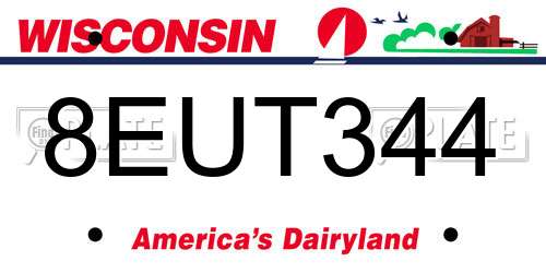 8EUT344 Wisconsin License Plate