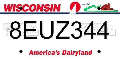 8EUZ344 Wisconsin License Plate