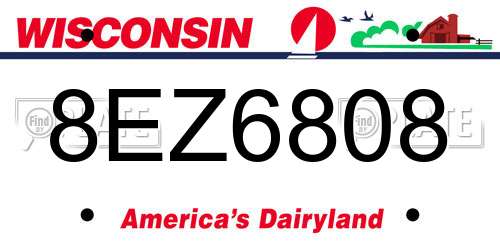 8EZ6808 Wisconsin License Plate