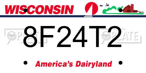 8F24T2 Wisconsin License Plate