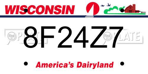 8F24Z7 Wisconsin License Plate