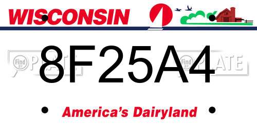 8F25A4 Wisconsin License Plate