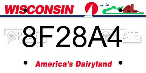 8F28A4 Wisconsin License Plate
