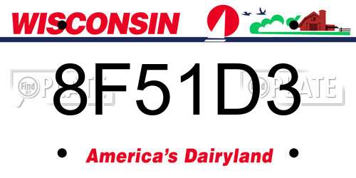8F51D3 Wisconsin License Plate