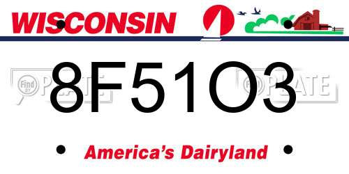 8F51O3 Wisconsin License Plate