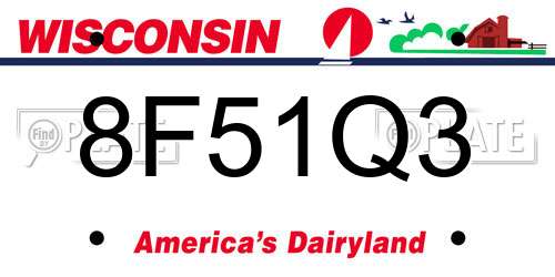 8F51Q3 Wisconsin License Plate