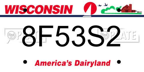 8F53S2 Wisconsin License Plate