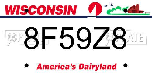 8F59Z8 Wisconsin License Plate