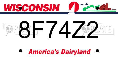 8F74Z2 Wisconsin License Plate
