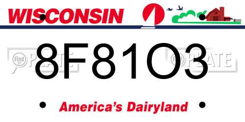 8F81O3 Wisconsin License Plate