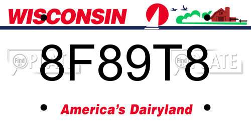 8F89T8 Wisconsin License Plate