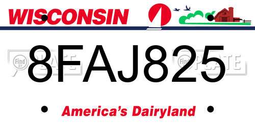 8FAJ825 Wisconsin License Plate