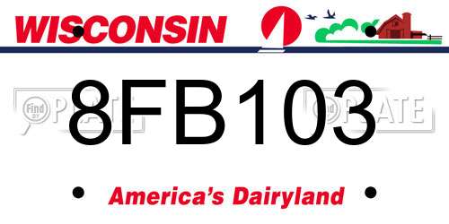 8FB103 Wisconsin License Plate