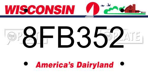 8FB352 Wisconsin License Plate