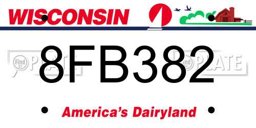 8FB382 Wisconsin License Plate