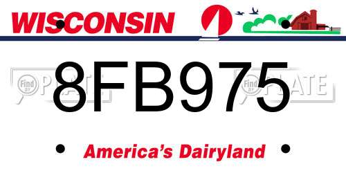 8FB975 Wisconsin License Plate