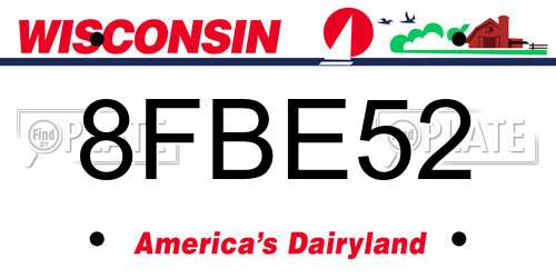 8FBE52 Wisconsin License Plate