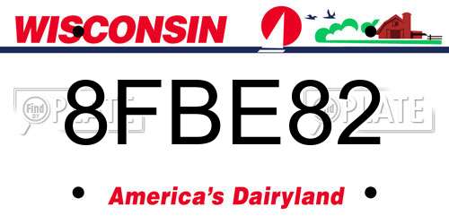 8FBE82 Wisconsin License Plate