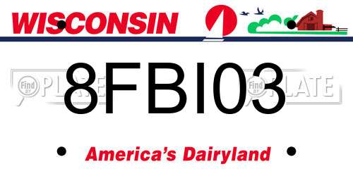 8FBI03 Wisconsin License Plate