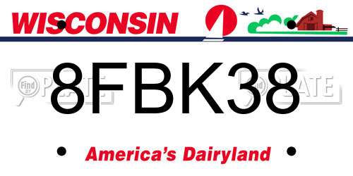 8FBK38 Wisconsin License Plate
