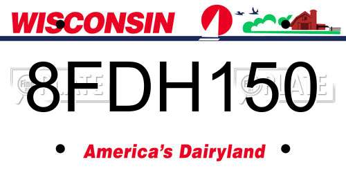 8FDH150 Wisconsin License Plate